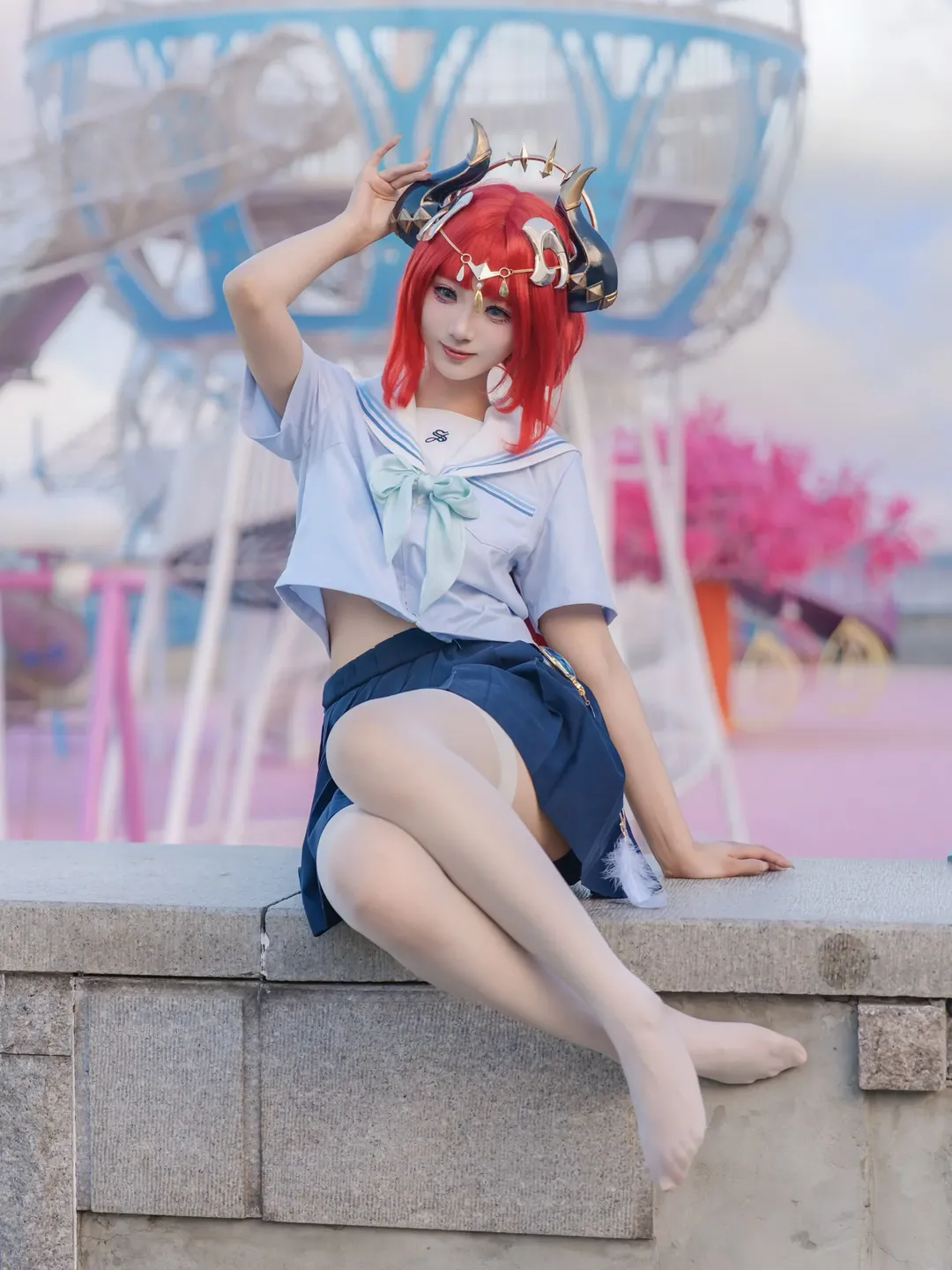 【妮露cos】原神水手服少女游乐园外景拍摄纪实 - 第 2 张