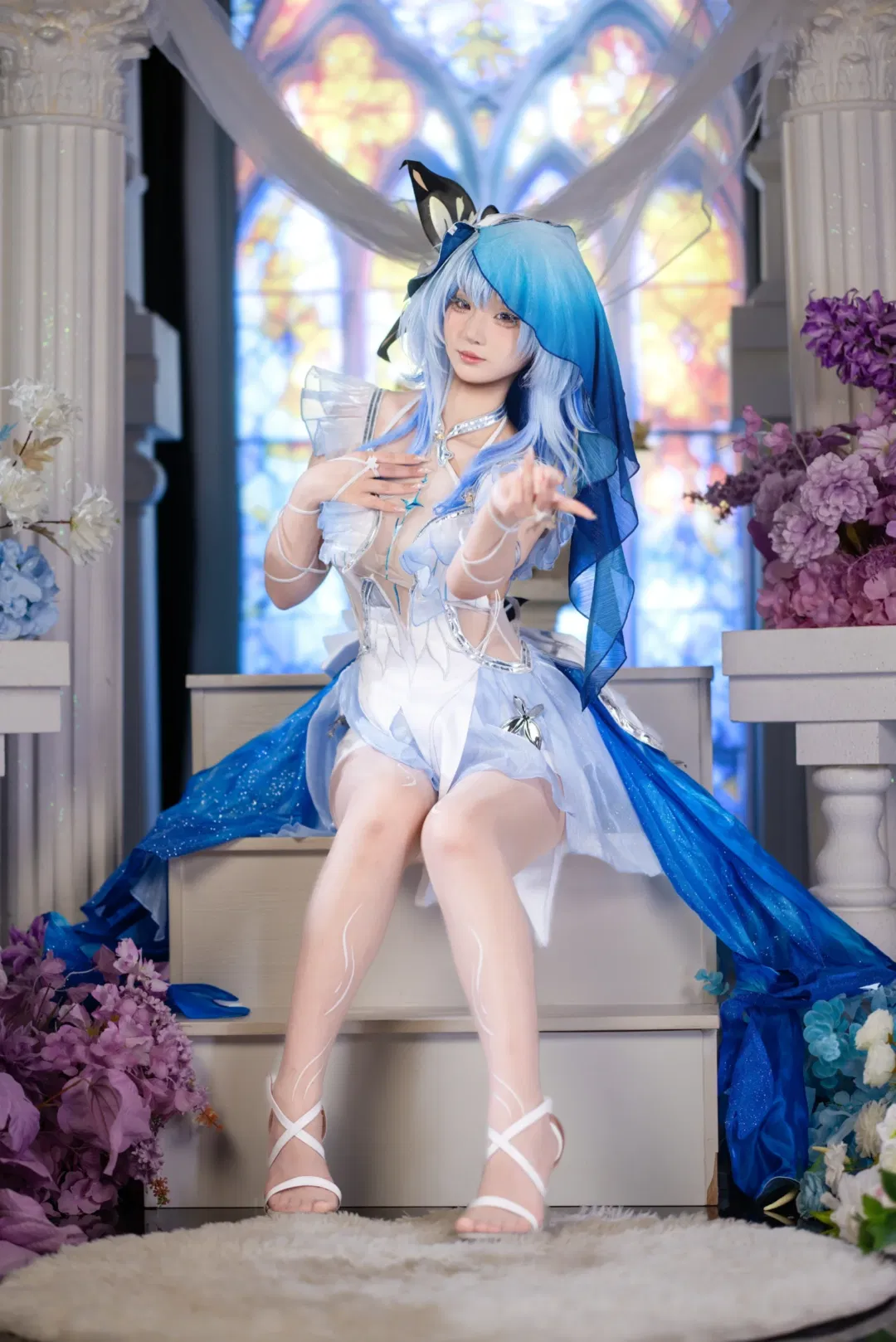 【守岸人cos】鸣潮的蓝色幻梦，这套银丝网纱裙细节真的绝了 - 第 2 张
