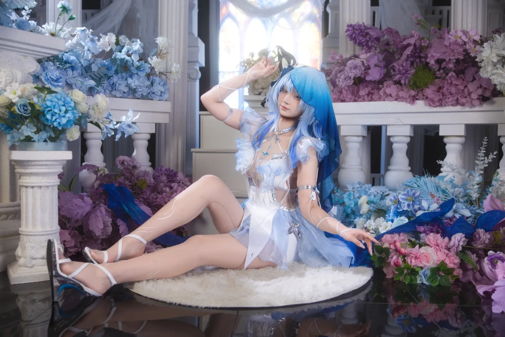 【守岸人cos】鸣潮的蓝色幻梦，这套银丝网纱裙细节真的绝了 - 第 3 张