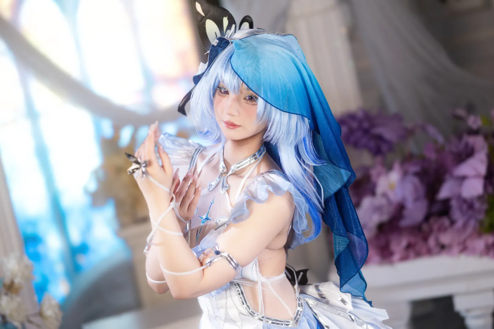【守岸人cos】鸣潮的蓝色幻梦，这套银丝网纱裙细节真的绝了 - 第 6 张