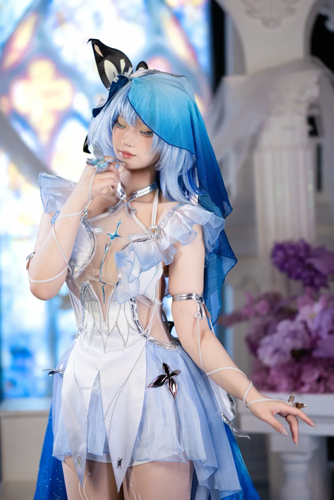 【守岸人cos】鸣潮的蓝色幻梦，这套银丝网纱裙细节真的绝了 - 第 7 张