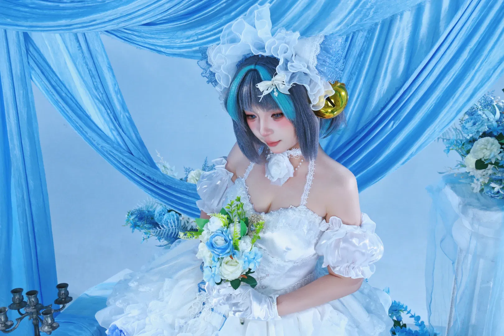 【柴郡cos】碧藍航線花嫁的藍白夢幻寫真 - 第 4 張