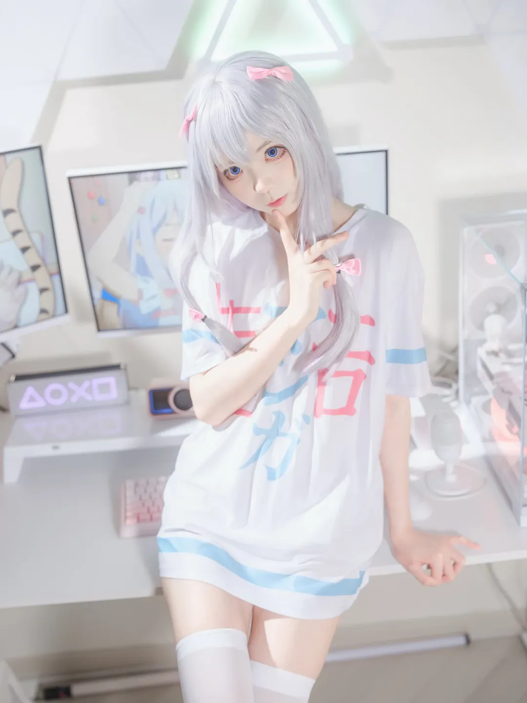 銀髮白絲搭配粉色電競房的cosplay記錄 - 第 4 張