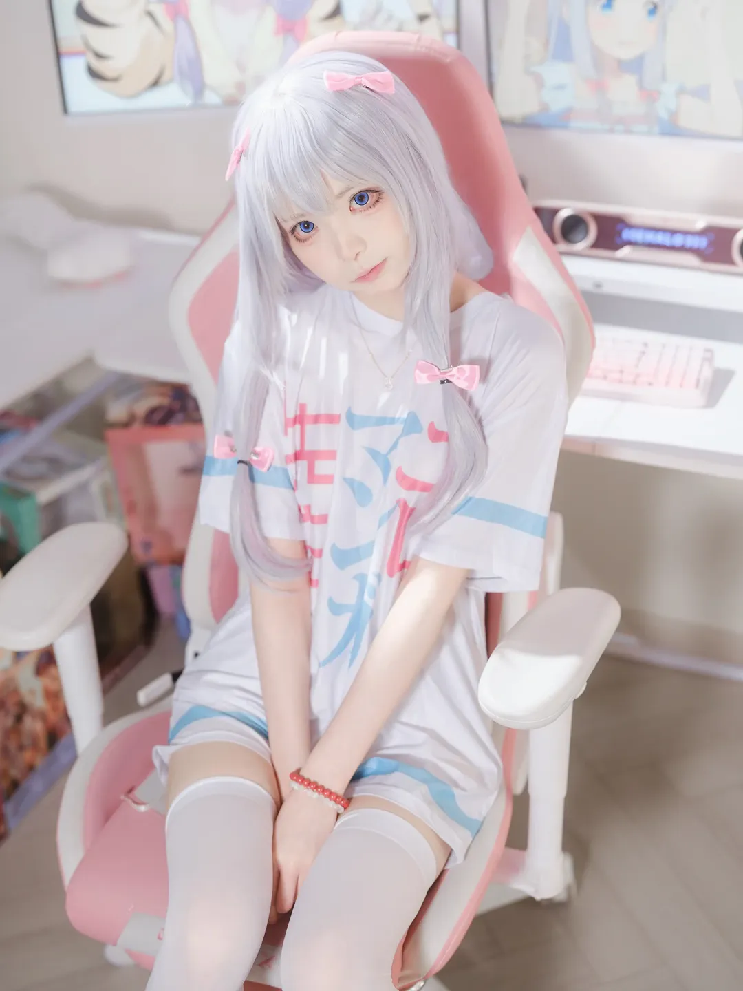 銀髮白絲搭配粉色電競房的cosplay記錄 - 第 5 張