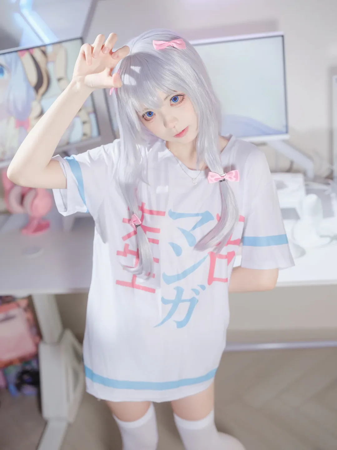 銀髮白絲搭配粉色電競房的cosplay記錄 - 第 7 張