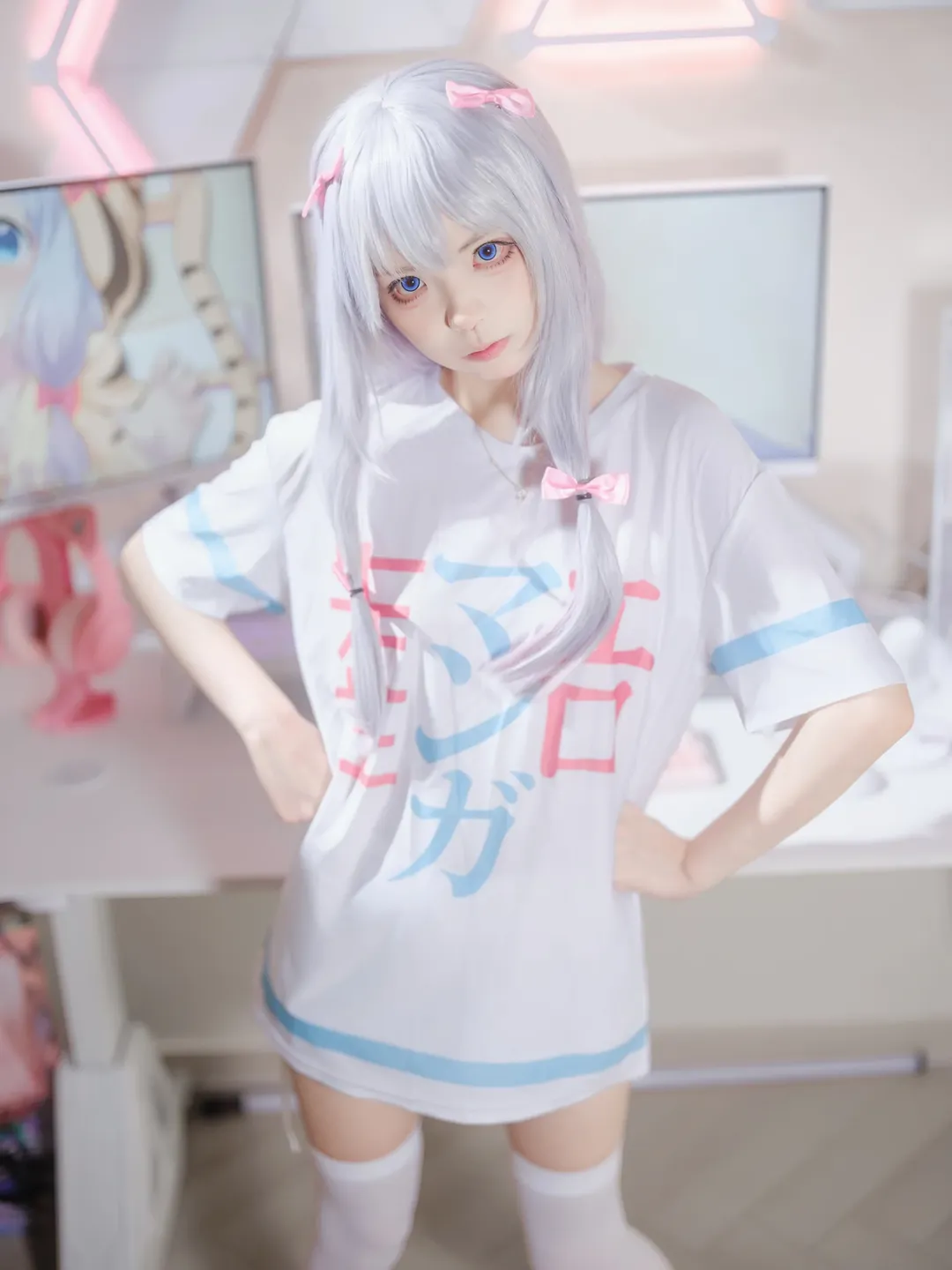 銀髮白絲搭配粉色電競房的cosplay記錄 - 第 8 張