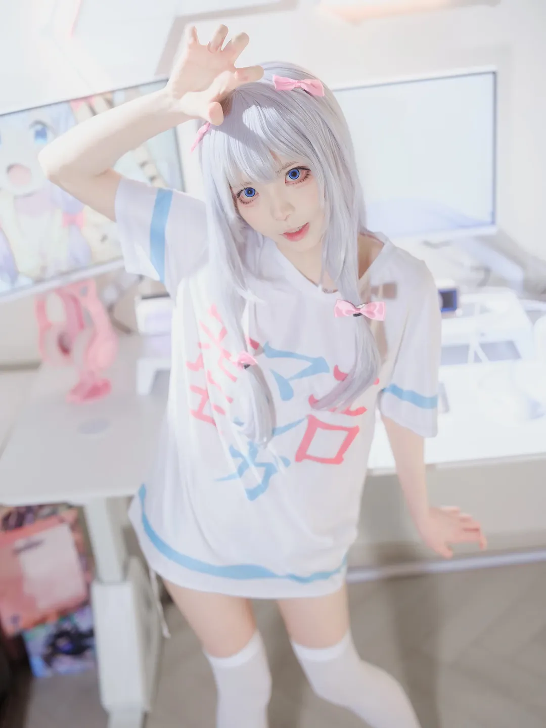 銀髮白絲搭配粉色電競房的cosplay記錄 - 第 9 張