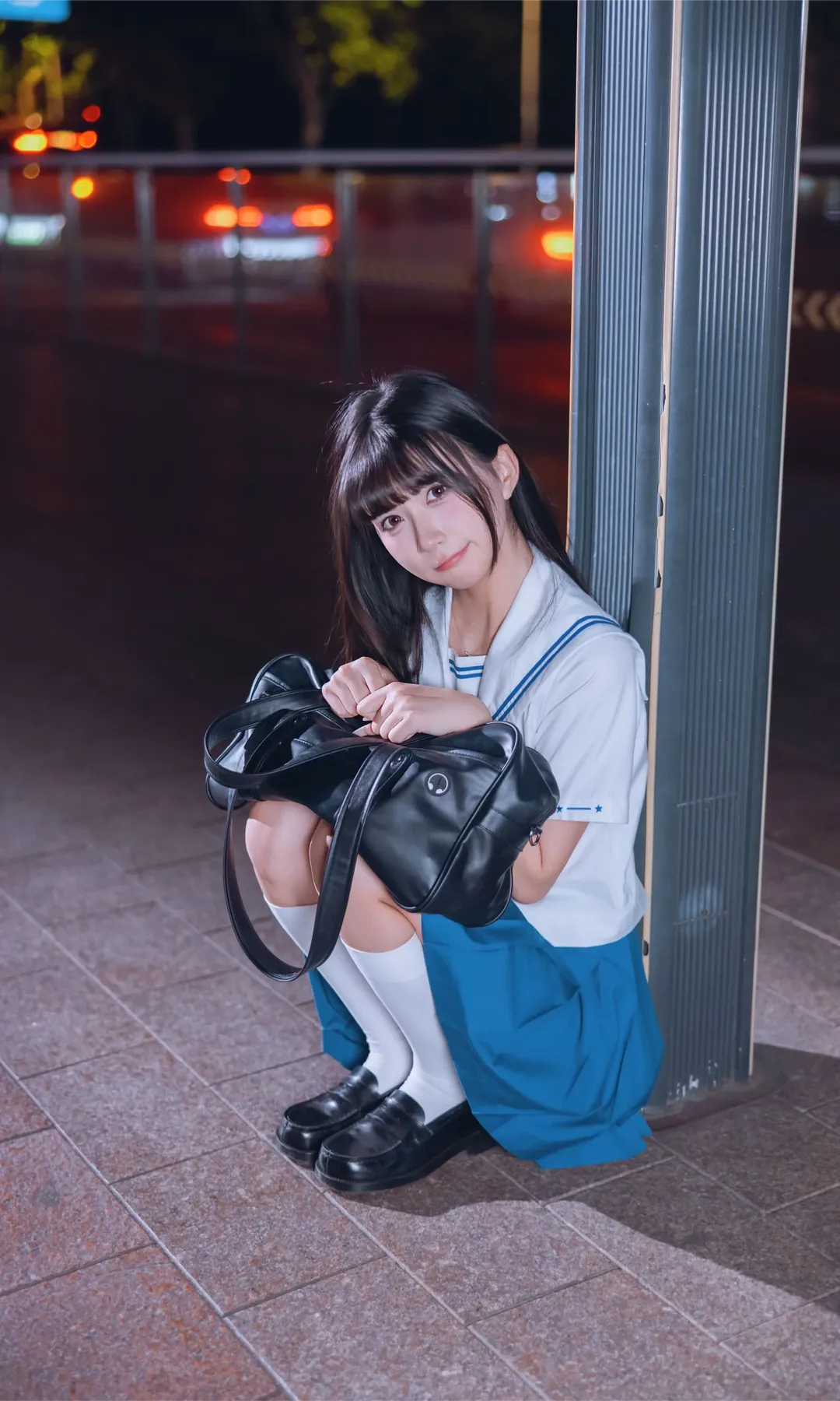 夜景街头的水手服JK制服，记录不一样的二次元摄影 - 第 5 张