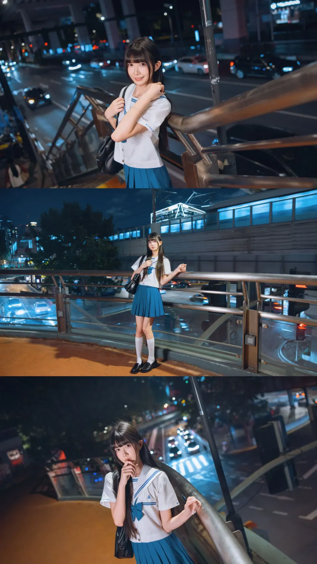 夜景JK水手服，街边氛围感写真 - 第 2 张