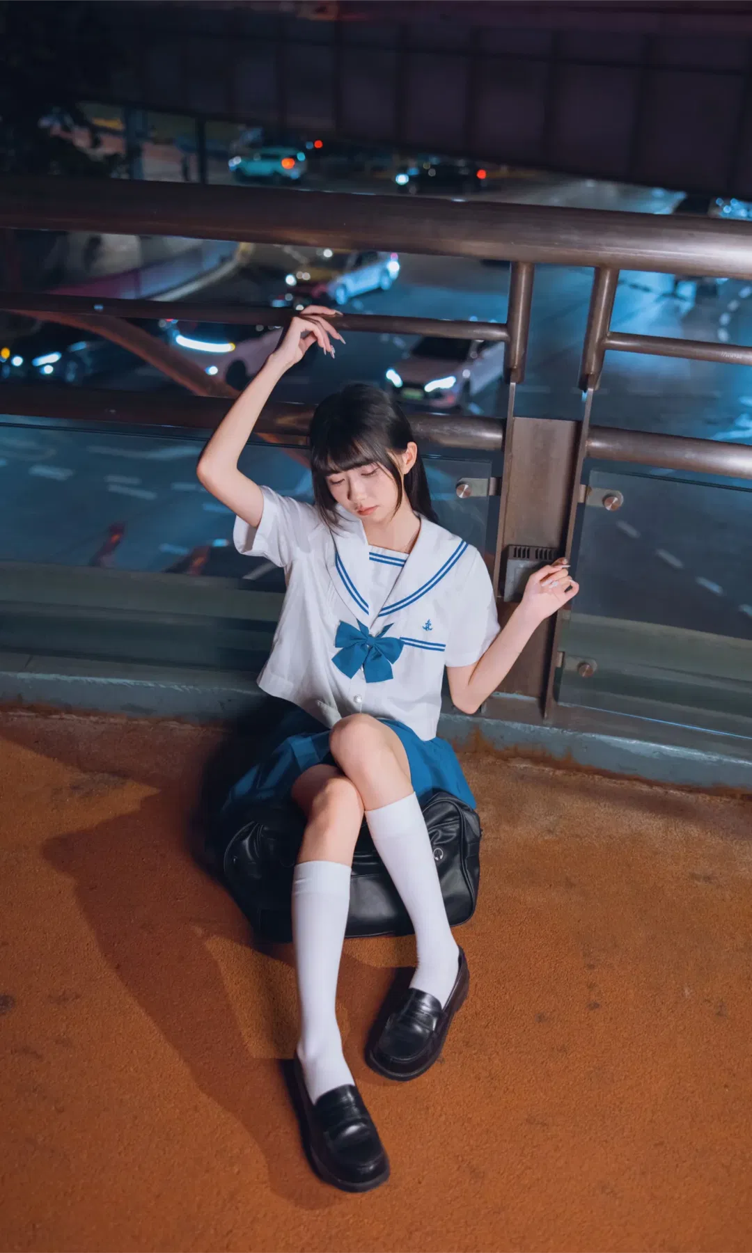 夜景JK水手服，街边氛围感写真 - 第 6 张