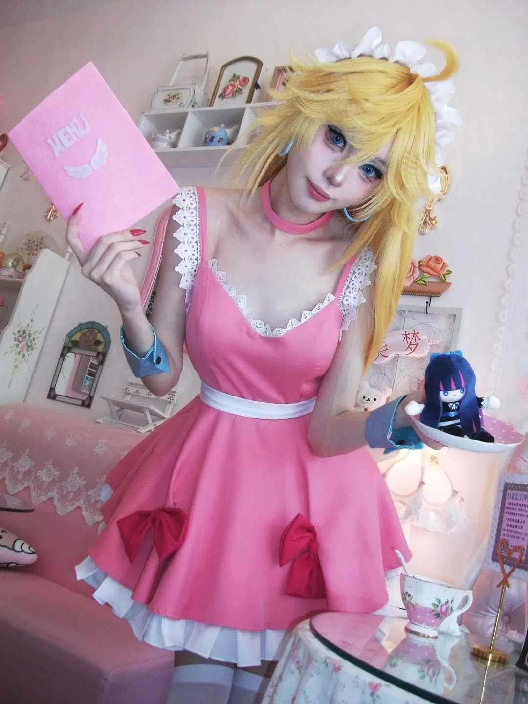 【panty cos】吊带袜天使 粉色女仆风仿拍尝试 - 第 1 张