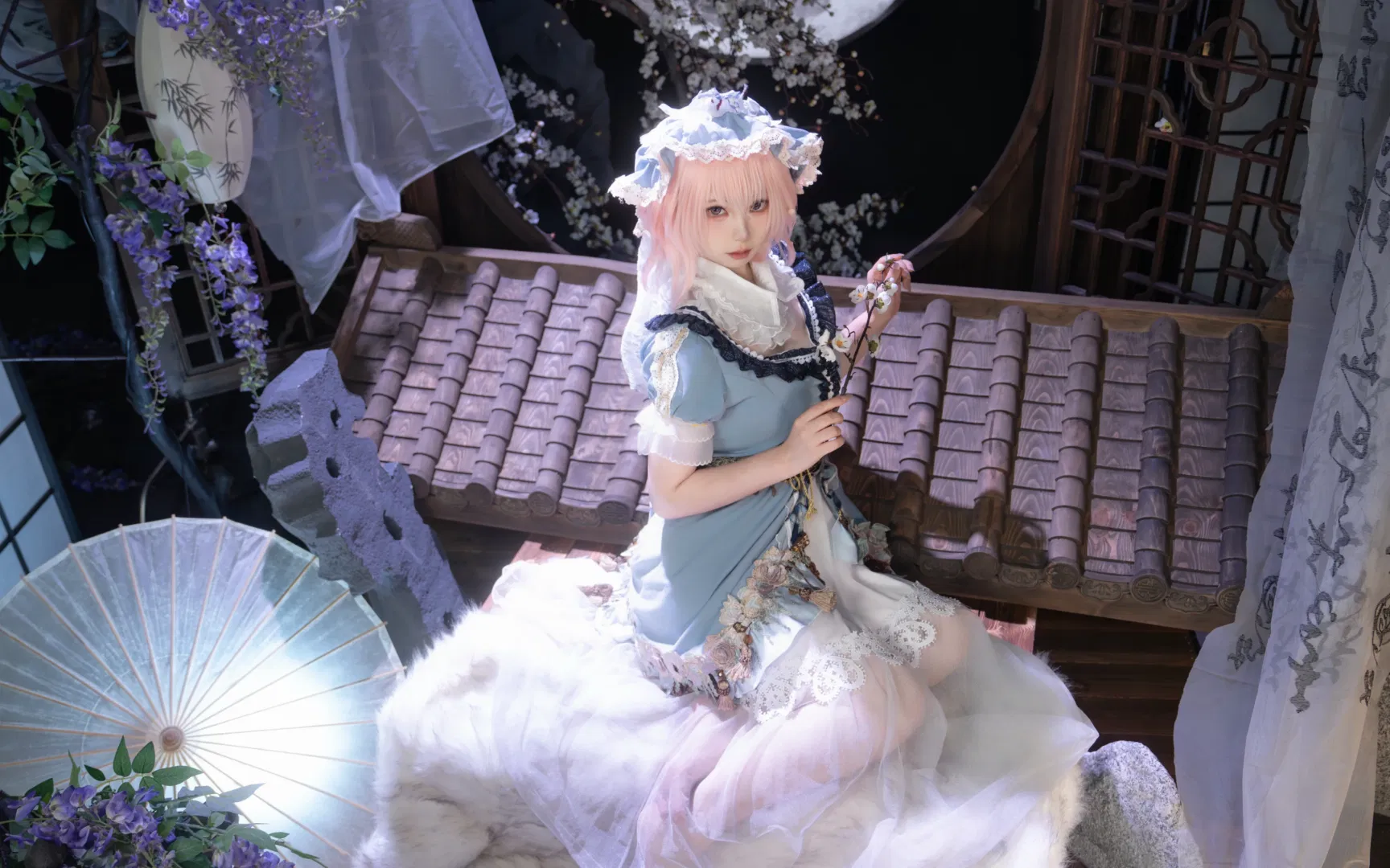 【西行寺幽幽子cos】东方Project 幻想乡的月下漫步 - 第 2 张