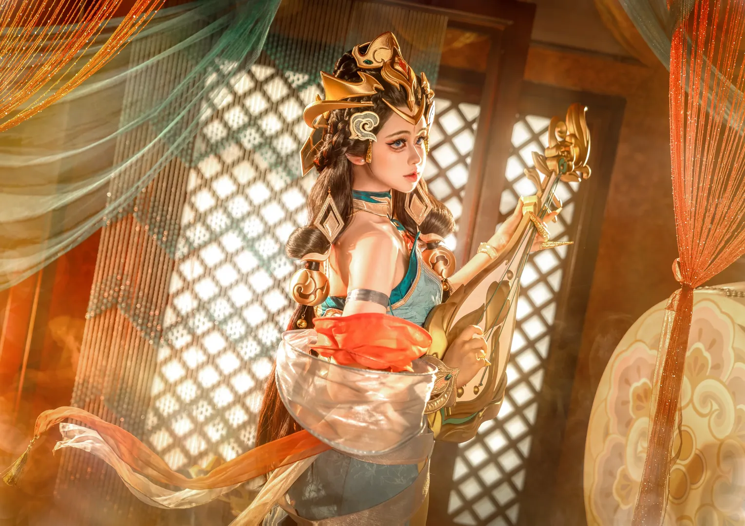 【杨玉环cos】王者荣耀杨玉环原皮，青绿霓裳的影像记录 - 第 3 张