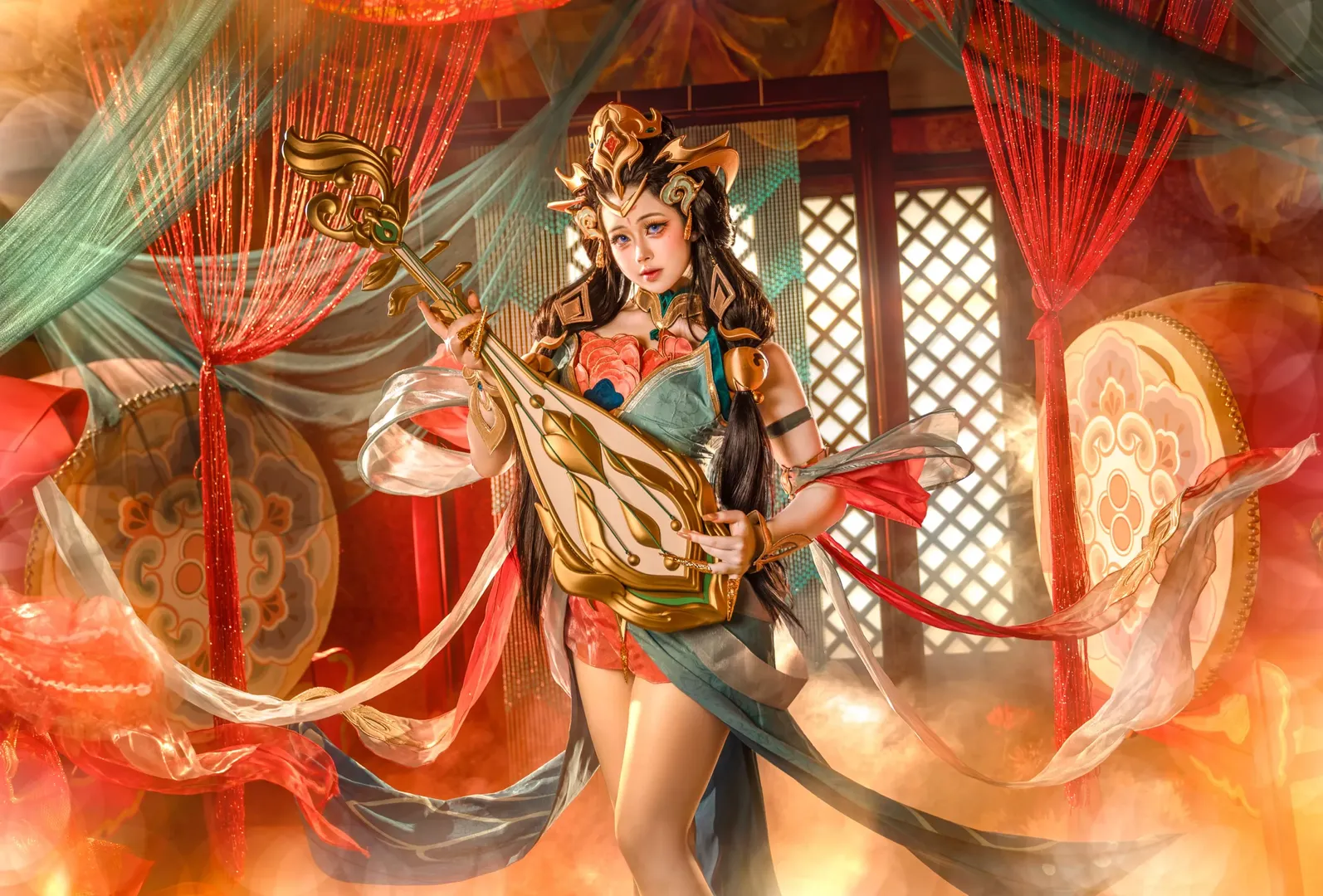 【杨玉环cos】王者荣耀杨玉环原皮，青绿霓裳的影像记录 - 第 5 张