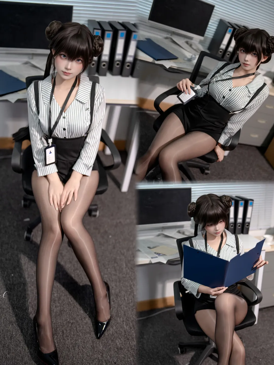 【妃咲cos】碧蓝档案制服搭配，办公室动作参考记录 - 第 1 张