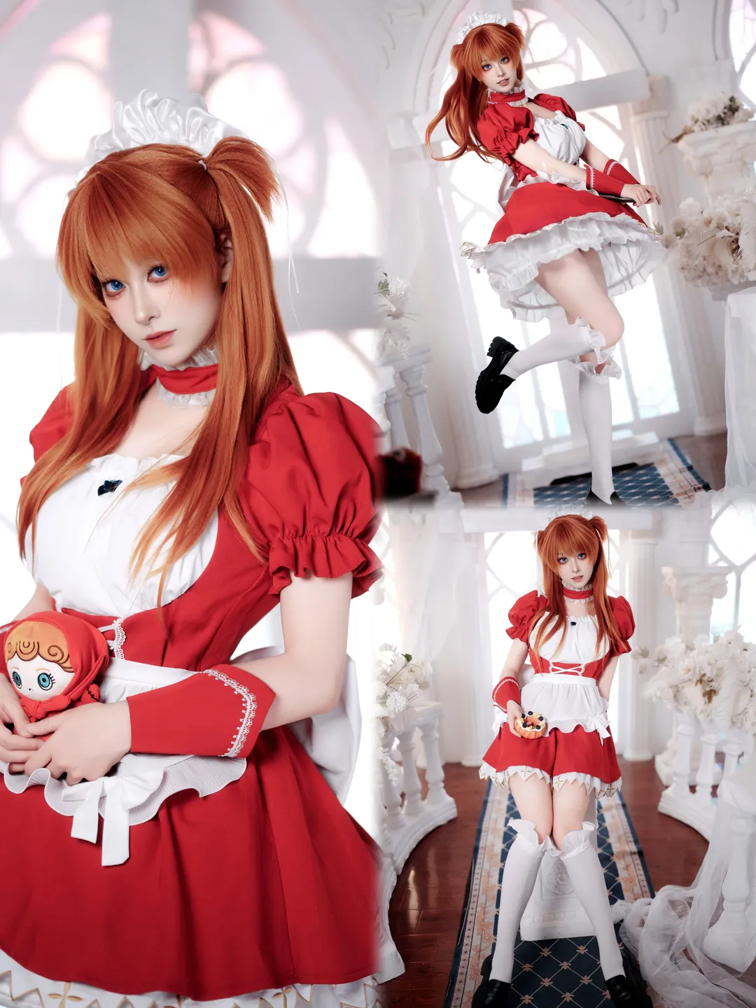 【明日香cos】新世纪福音战士的红白女仆装正片 - 第 1 张