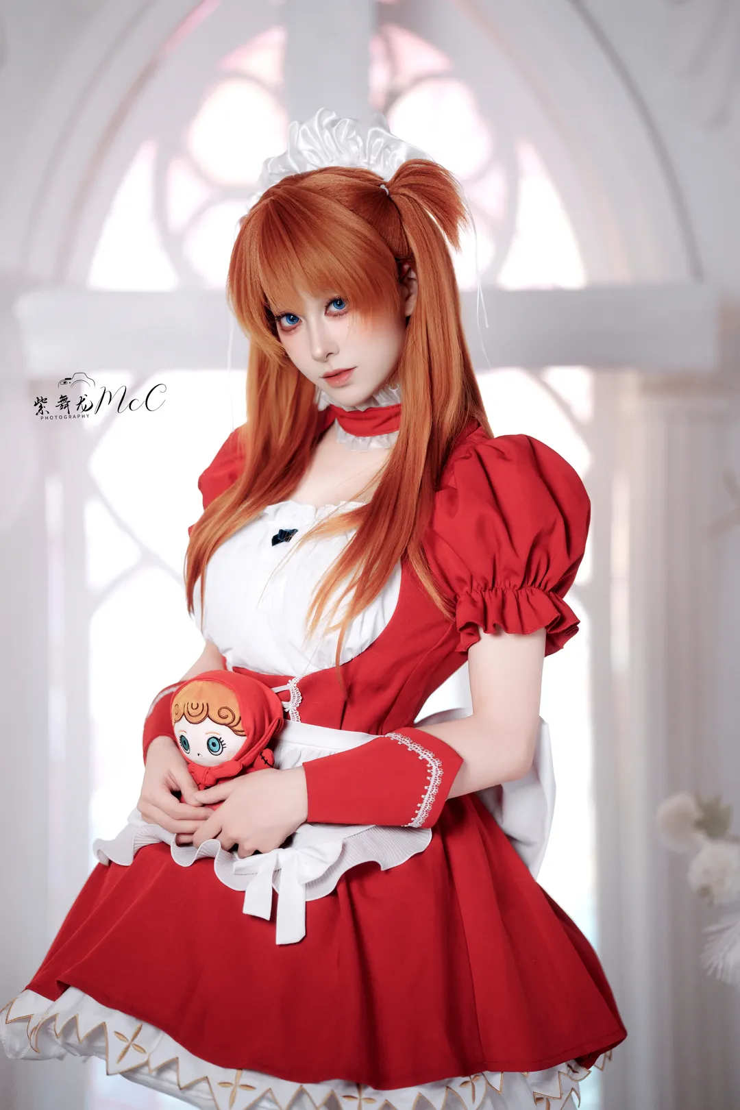 【明日香cos】新世纪福音战士的红白女仆装正片 - 第 2 张