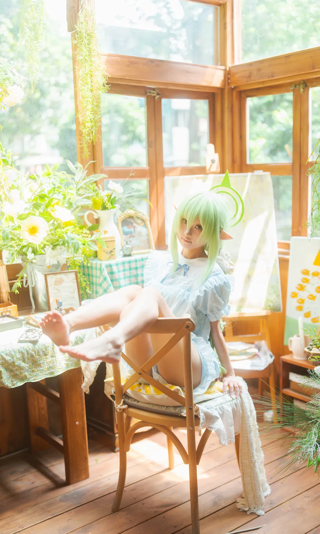 【橘望cos】蔚蓝档案铁道双子，阳光房里的睡衣时光 - 第 2 张