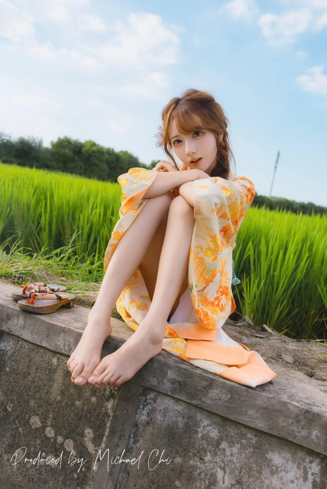 夏末稻田里的日系浴衣写真 - 第 1 张