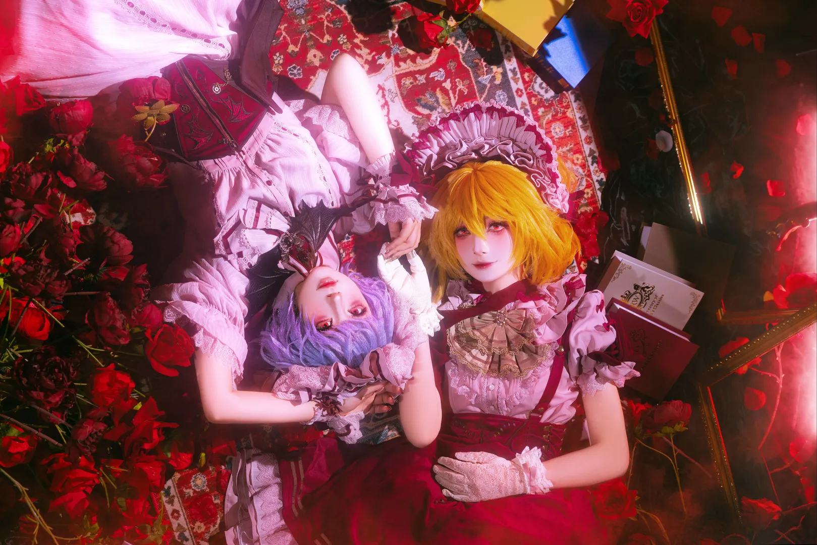 【蕾米莉亚cos】东方Project红魔馆吸血鬼姐妹的暗夜玫瑰正片 - 第 3 张