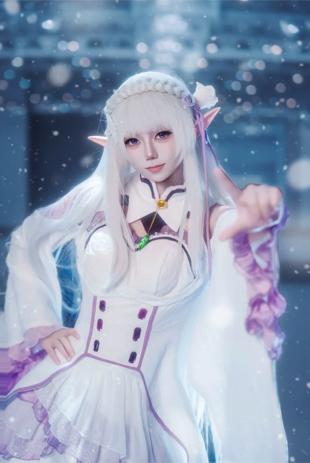 爱蜜莉雅cos，从零开始的异世界生活雪景正片 - 第 1 张