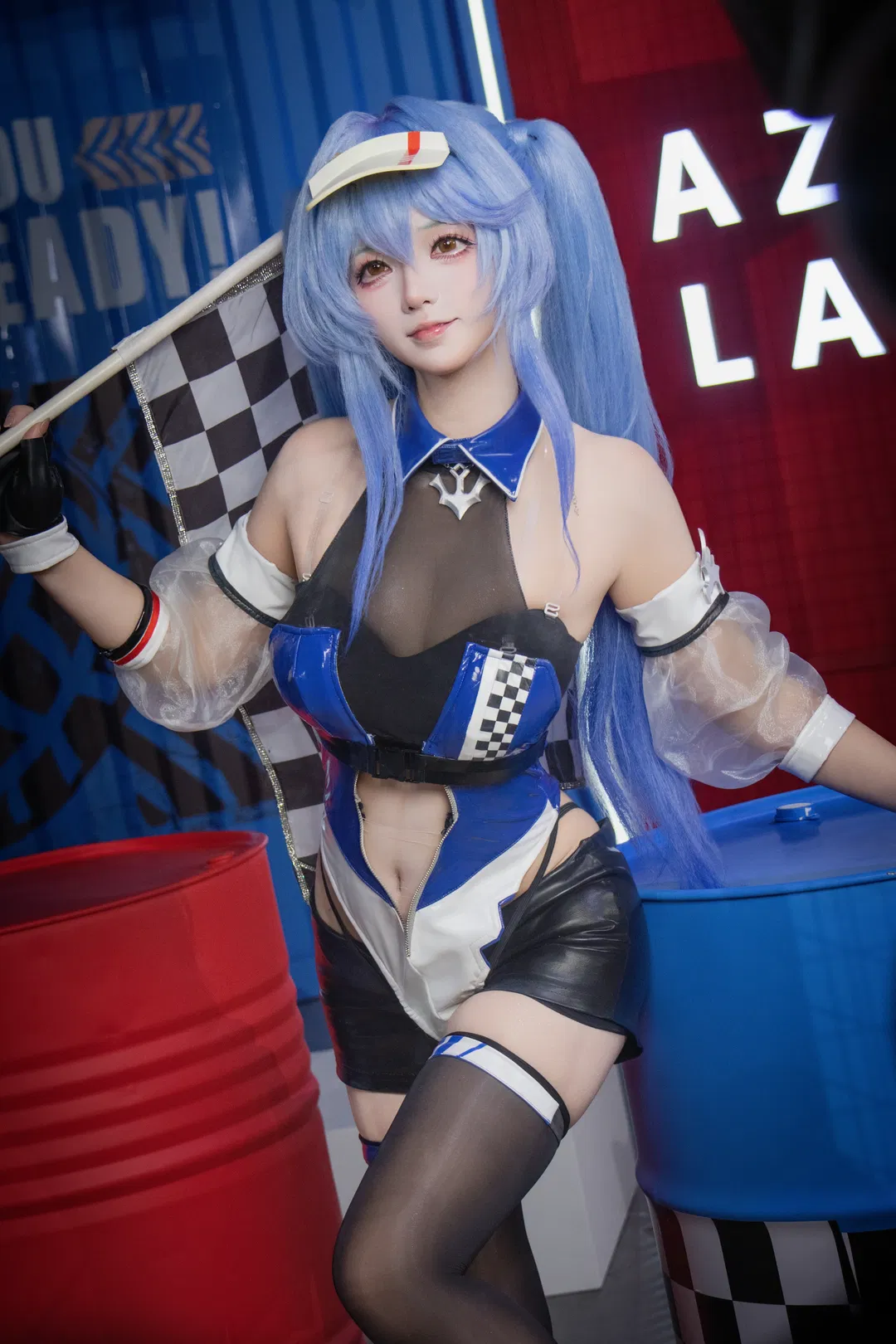碧蓝航线赛车服cos，赛道上的蓝色风暴 - 第 3 张