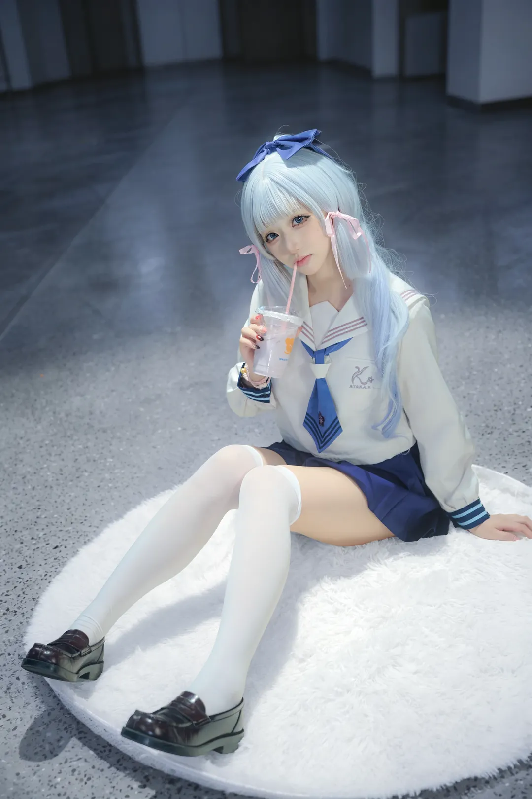 【神里绫华cos】原神喜茶联动套，蓝发水手服的拍摄记录