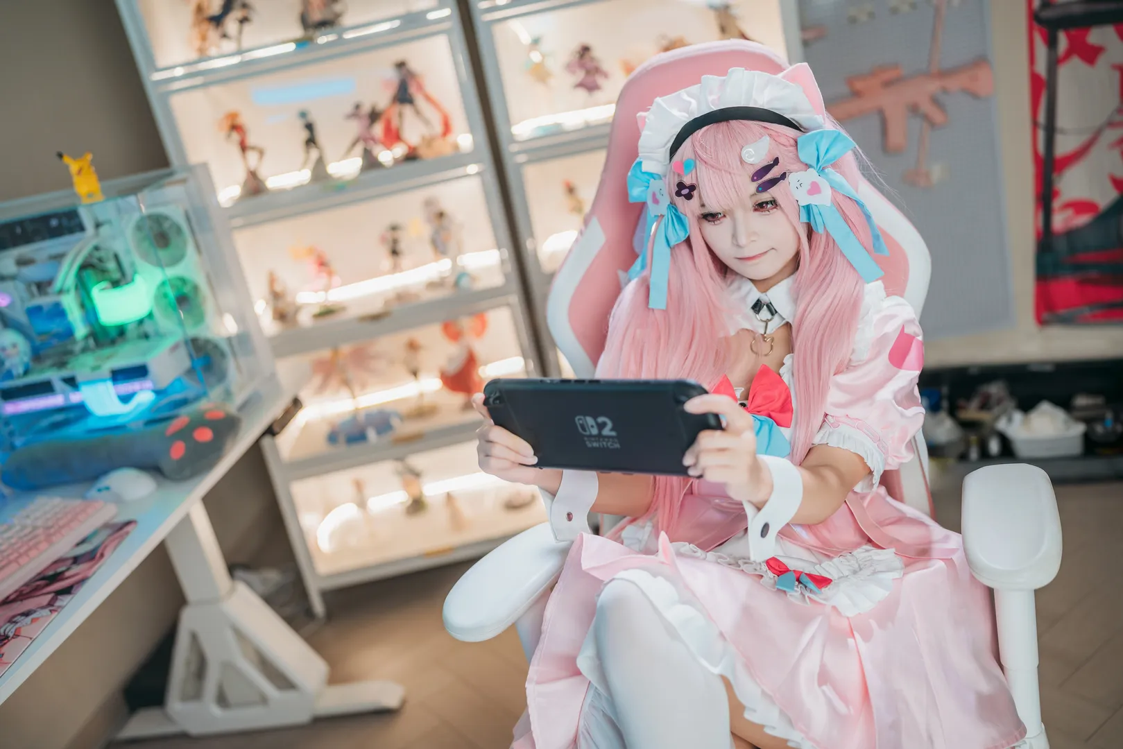 结城昨日奈cos：粉色女仆与电竞房的Vtuber奇妙日常 - 第 3 张