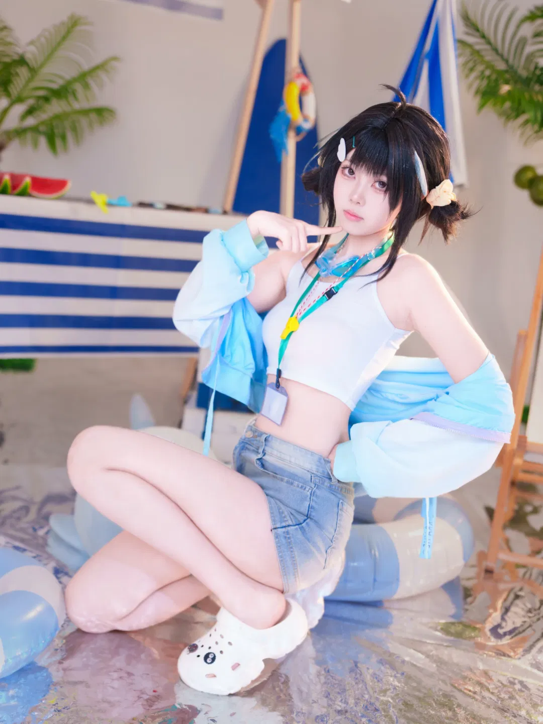 【羽毛笔cos】明日方舟夏卉泳装的海边假日记录 - 第 2 张