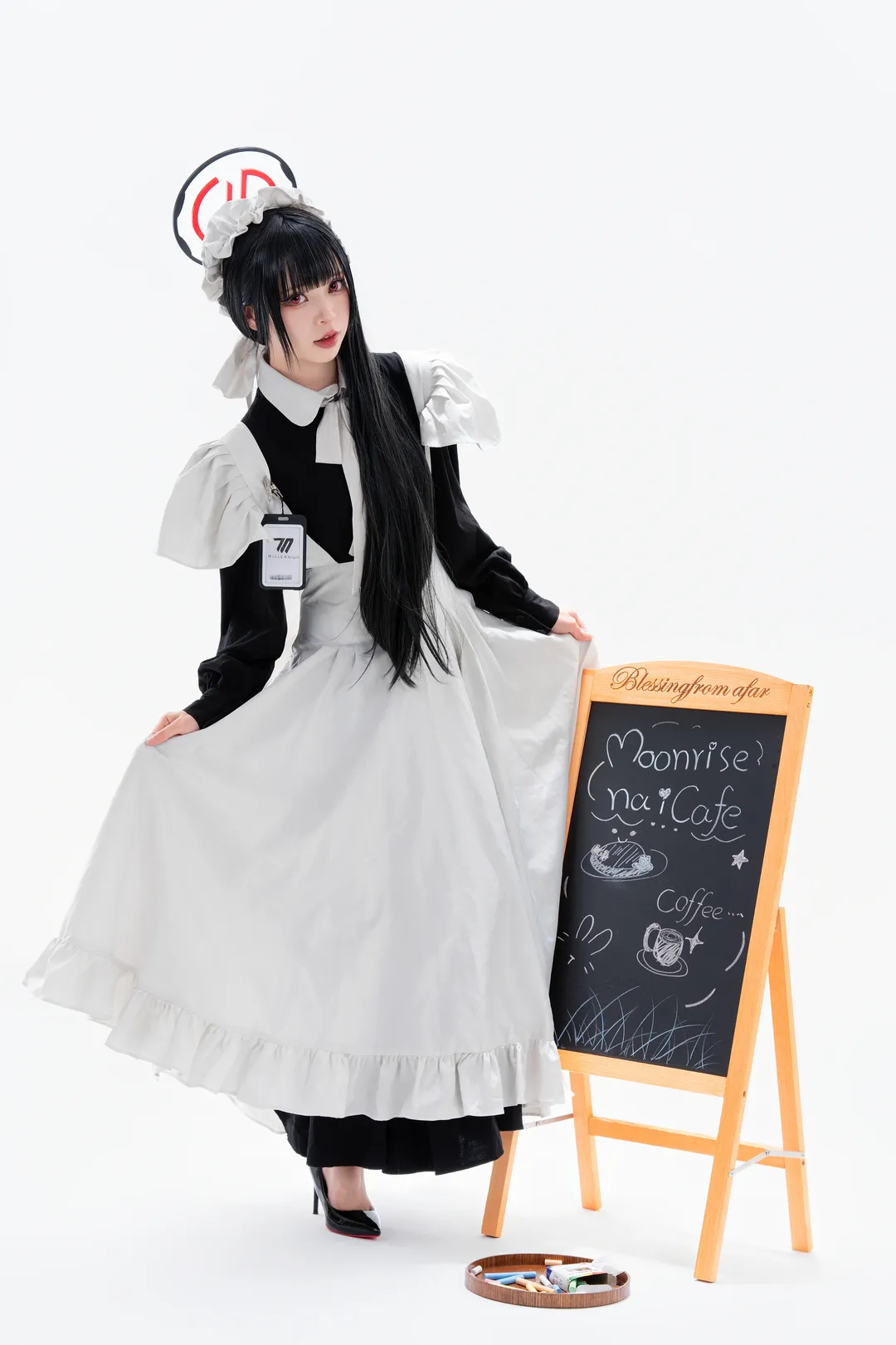 调月莉音cos 蔚蓝档案里的黑白女仆装穿搭 - 第 10 张