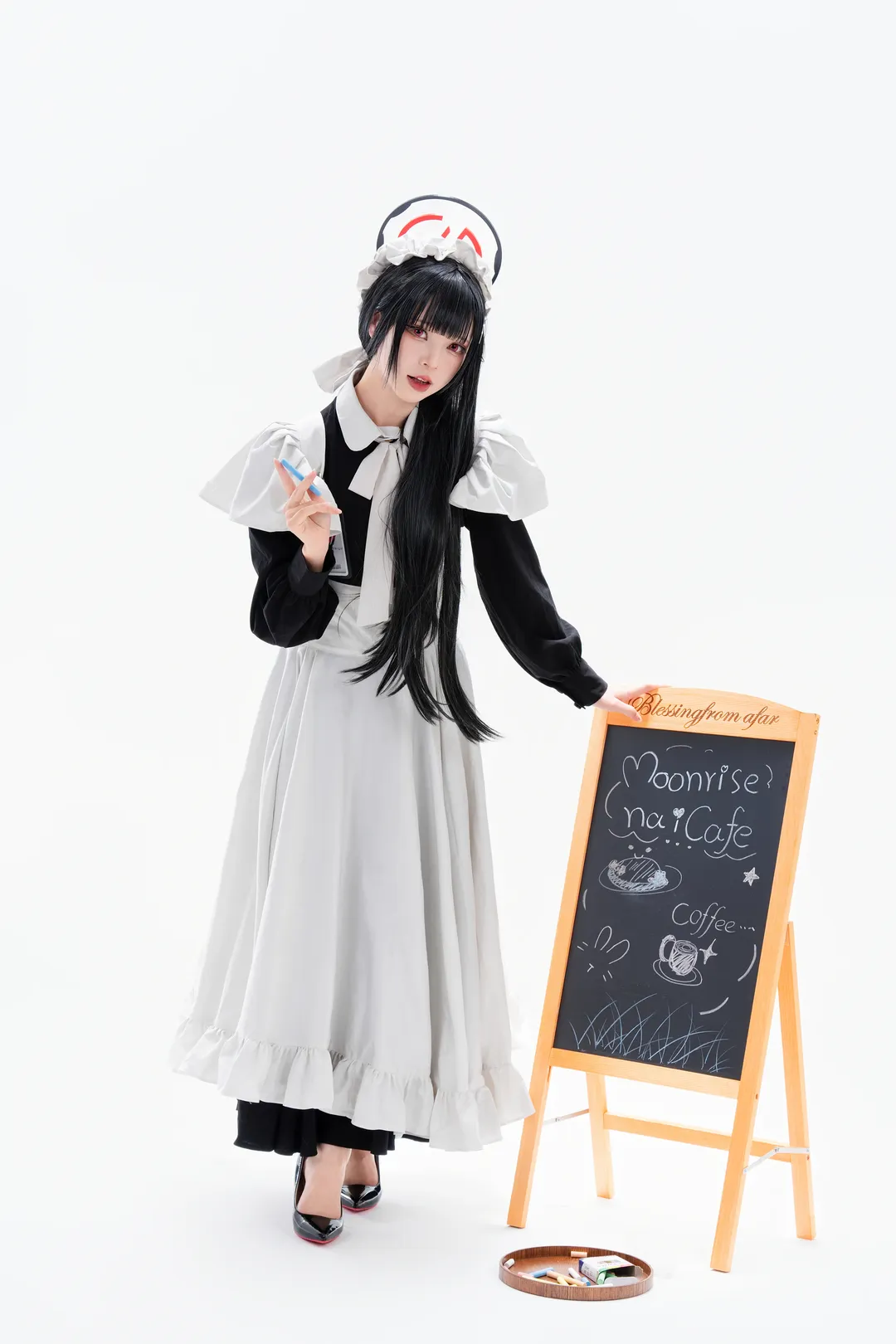 调月莉音cos 蔚蓝档案里的黑白女仆装穿搭 - 第 6 张