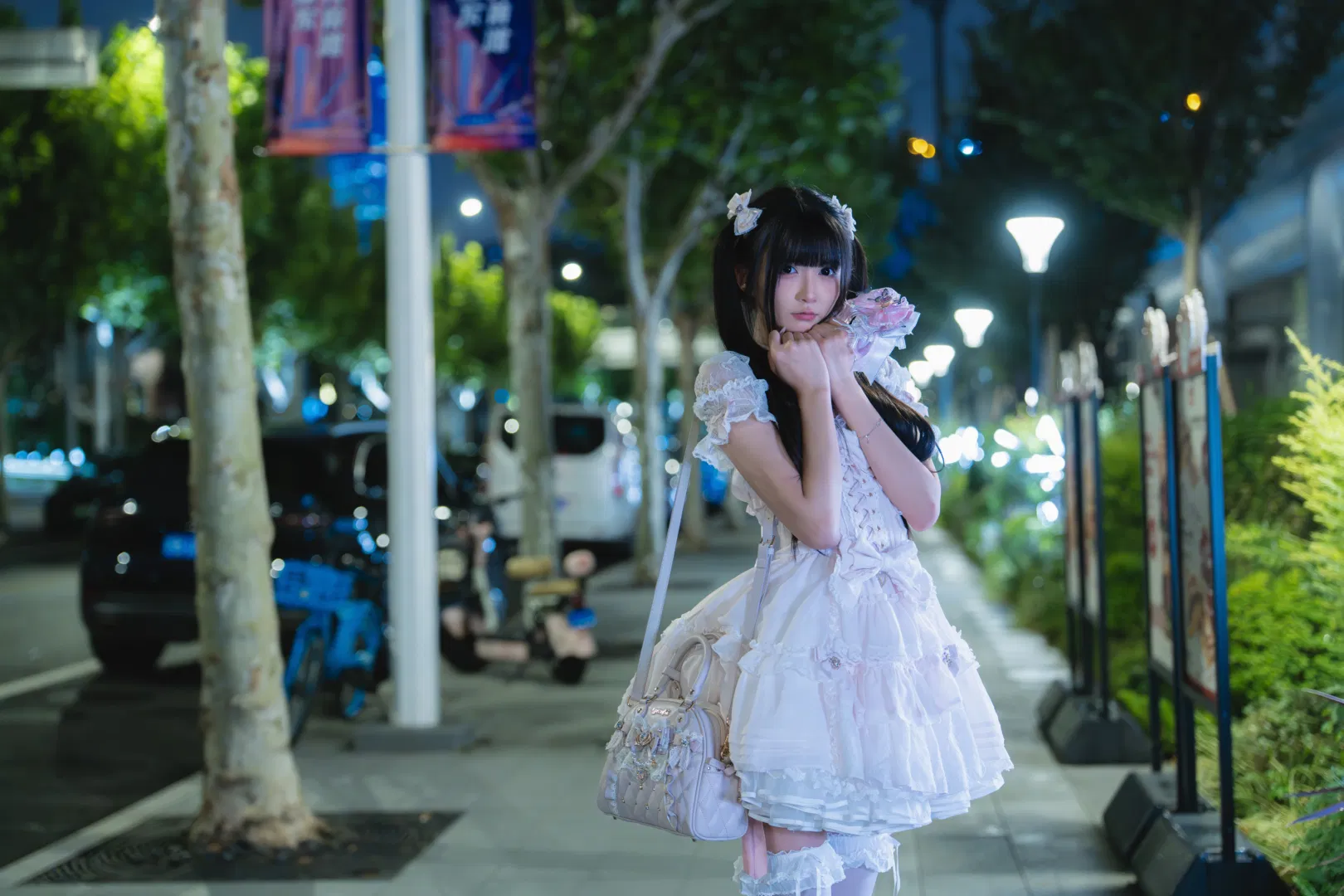 粉白双马尾Lolita夜景夜拍记录 - 第 2 张