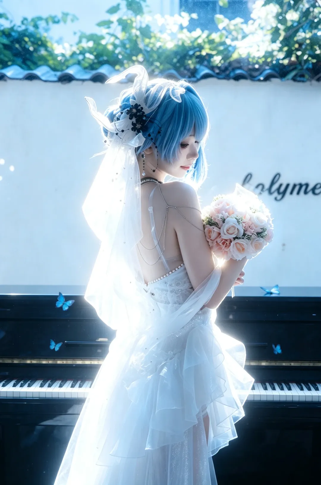 【守岸人cos】鸣潮蓝调少女的逆光婚纱梦 - 第 2 张