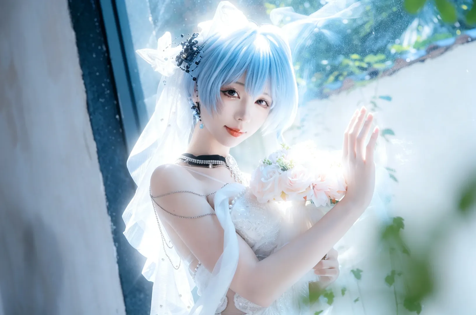 【守岸人cos】鸣潮蓝调少女的逆光婚纱梦 - 第 3 张