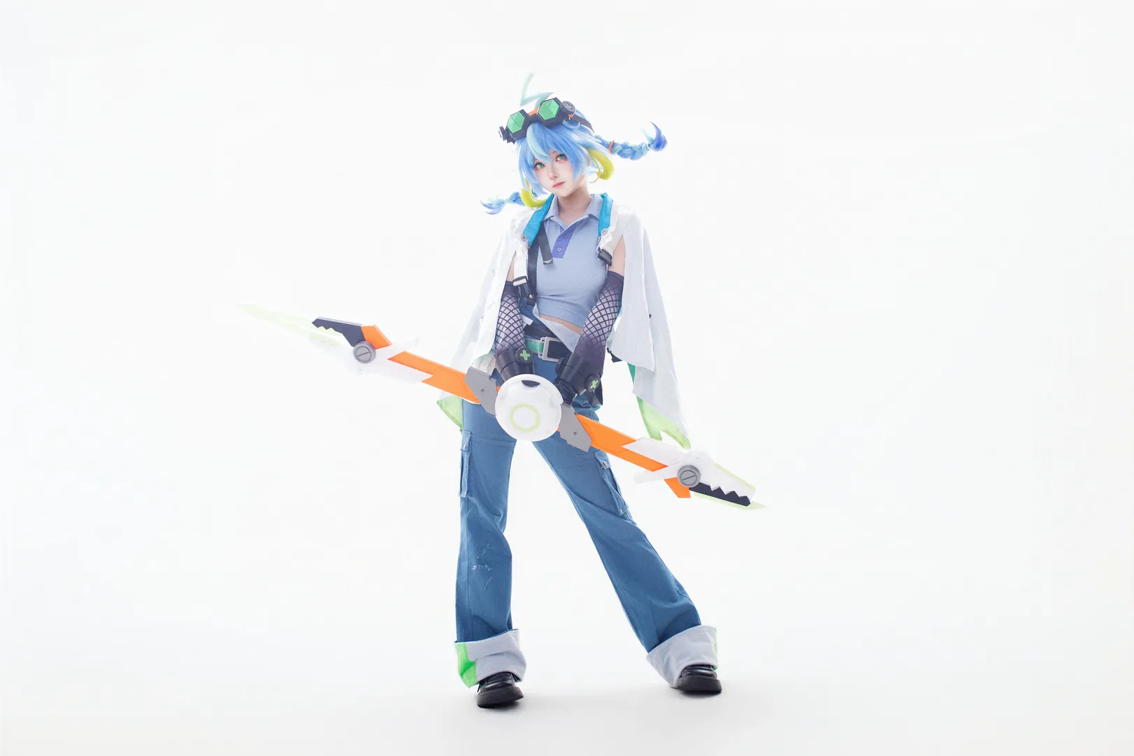 【蚩奼cos】王者榮耀工裝藍髮少女，機甲巨劍出鞘 - 第 2 張