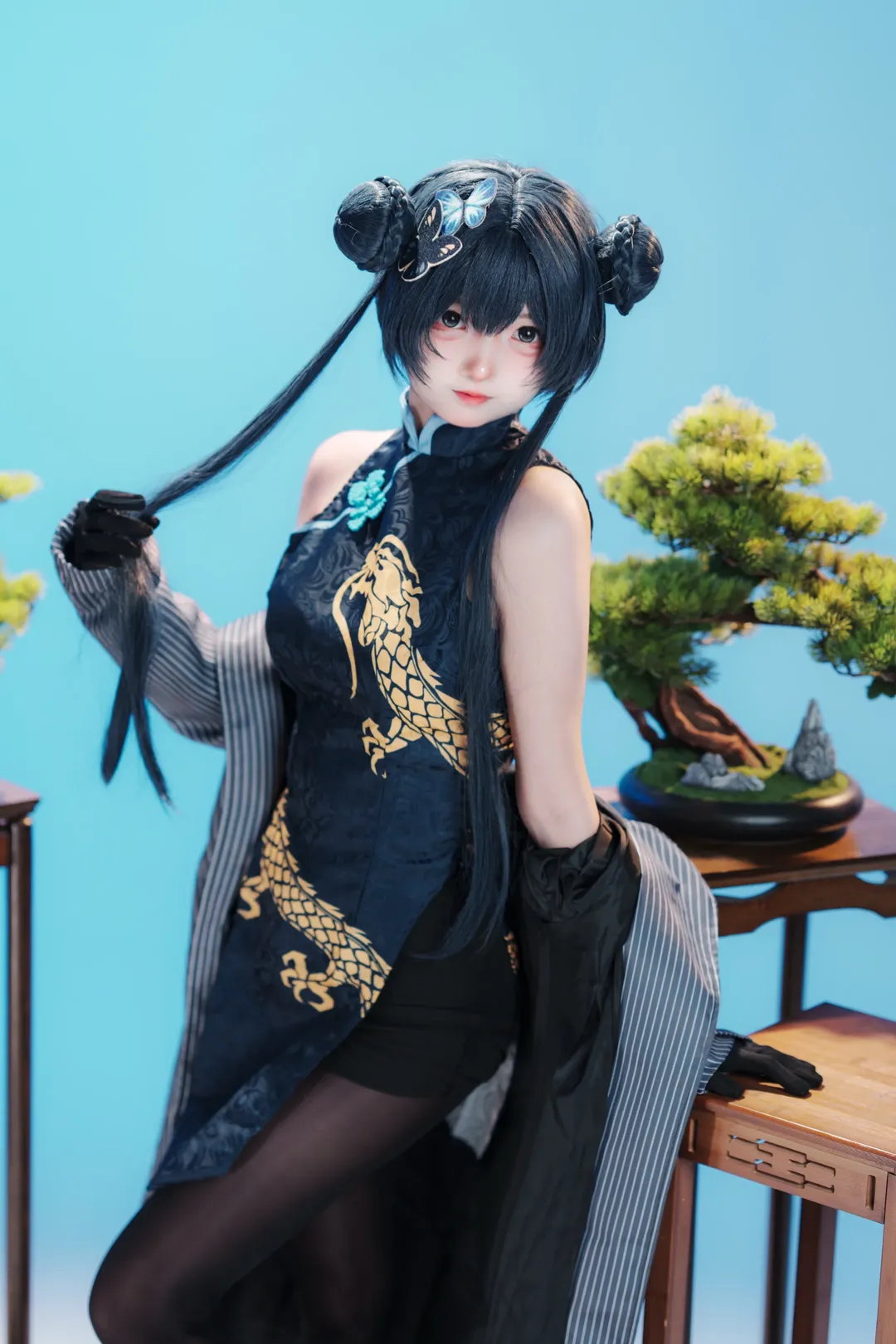 【妃咲cos】黑絲旗袍與新中式的碰撞 - 第 4 張