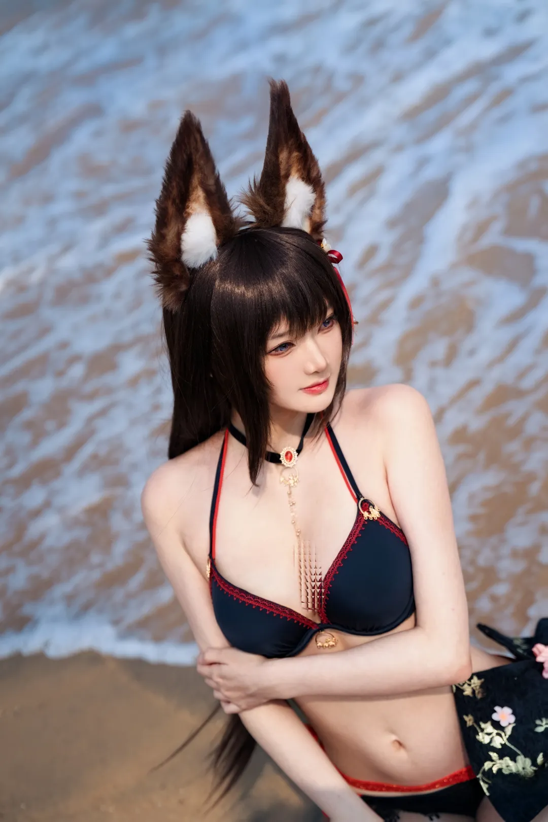 【天城cos】碧蓝航线天城的海边泳装写真 - 第 1 张