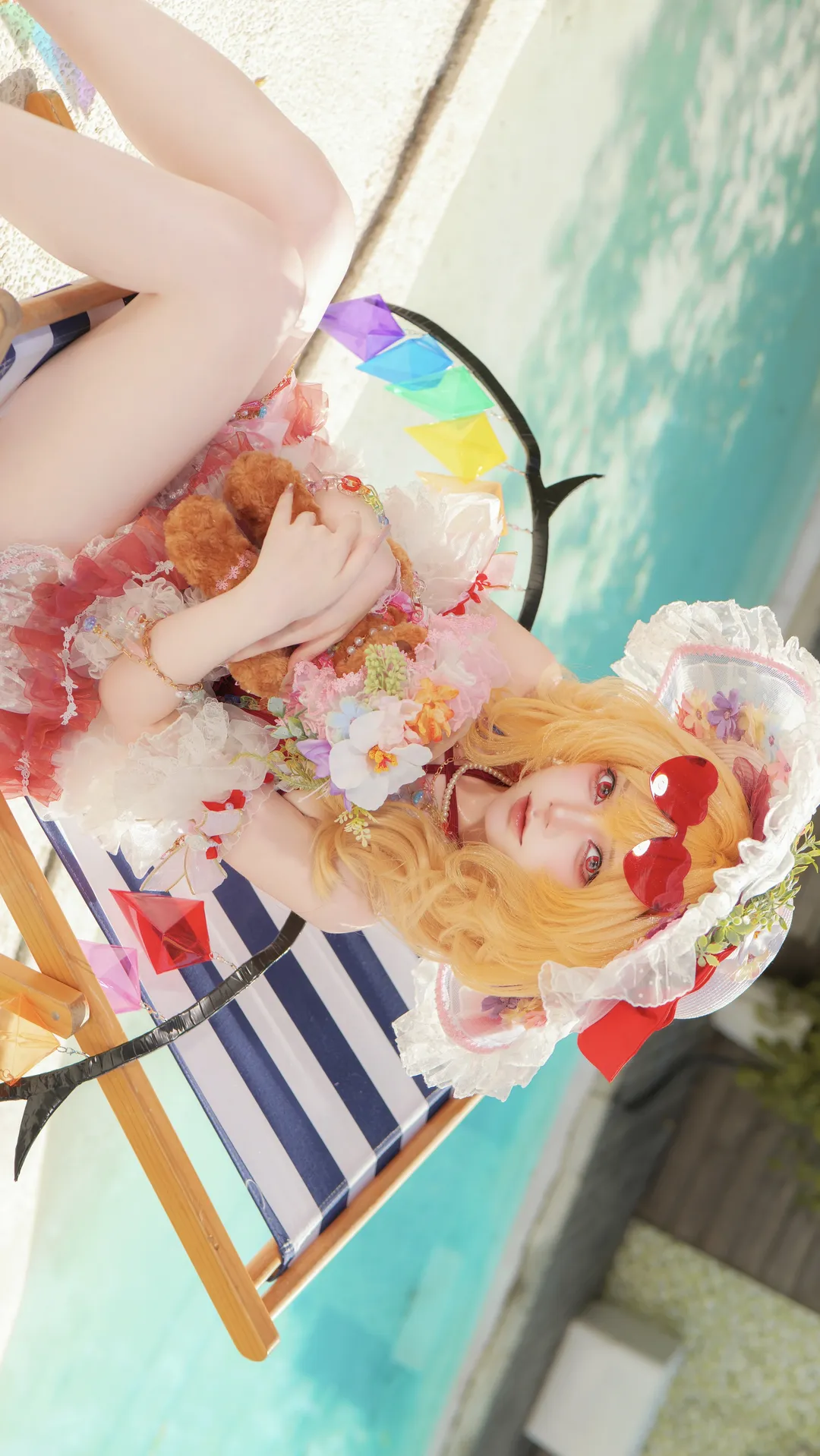 【芙兰朵露cos】东方Project二设泳装，阳光下的夏日精灵 - 第 1 张