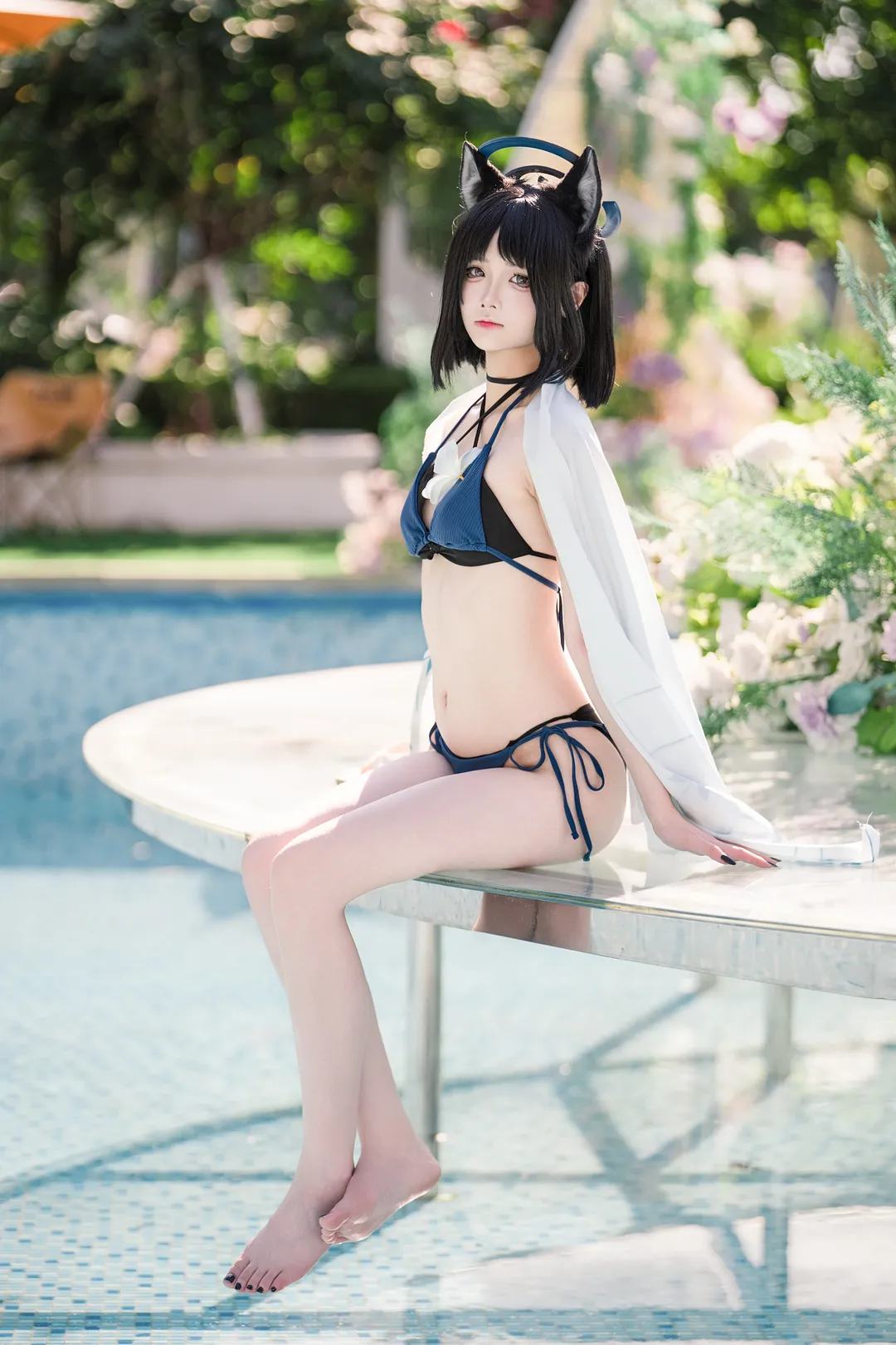 【桐生桔梗cos】蔚蓝档案夏日泳池写真 - 第 1 张