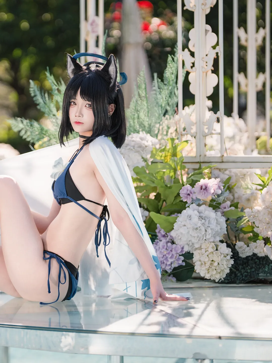 【桐生桔梗cos】蔚蓝档案夏日泳池写真 - 第 3 张