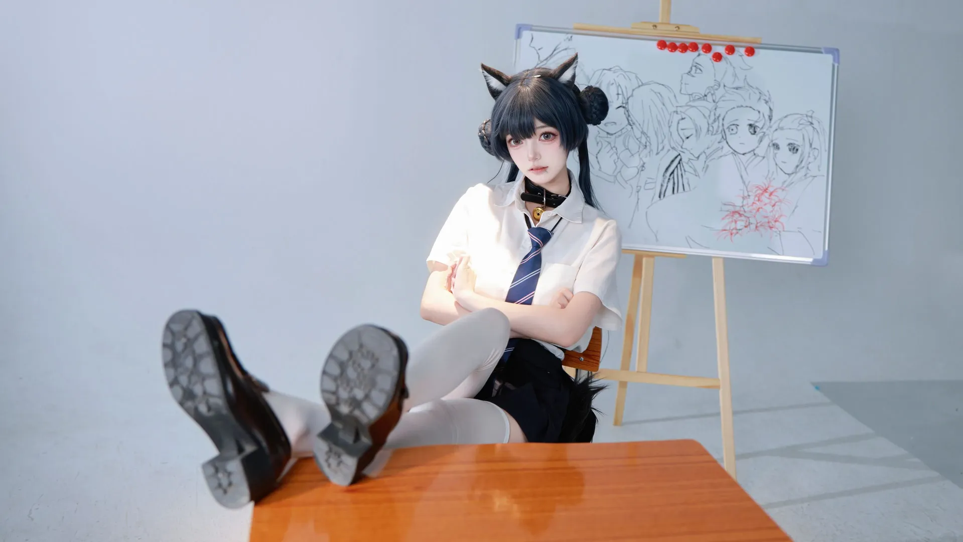 【妃咲cos】蔚蓝档案水手服白丝JK - 第 3 张