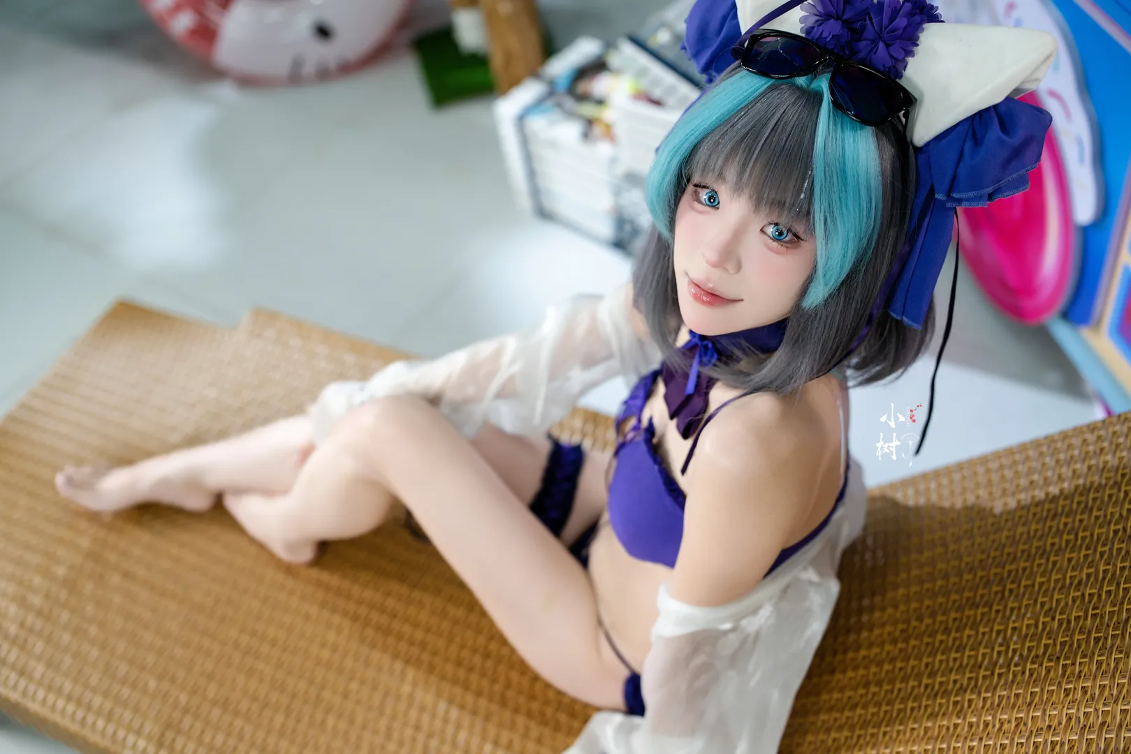 蓝发猫耳泳装夏日写真 - 第 6 张