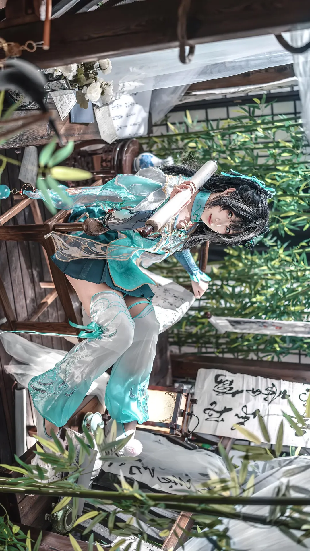 【藍夢cos】永劫無間 竹林裡的青綠紗衣小藍夢 - 第 2 張