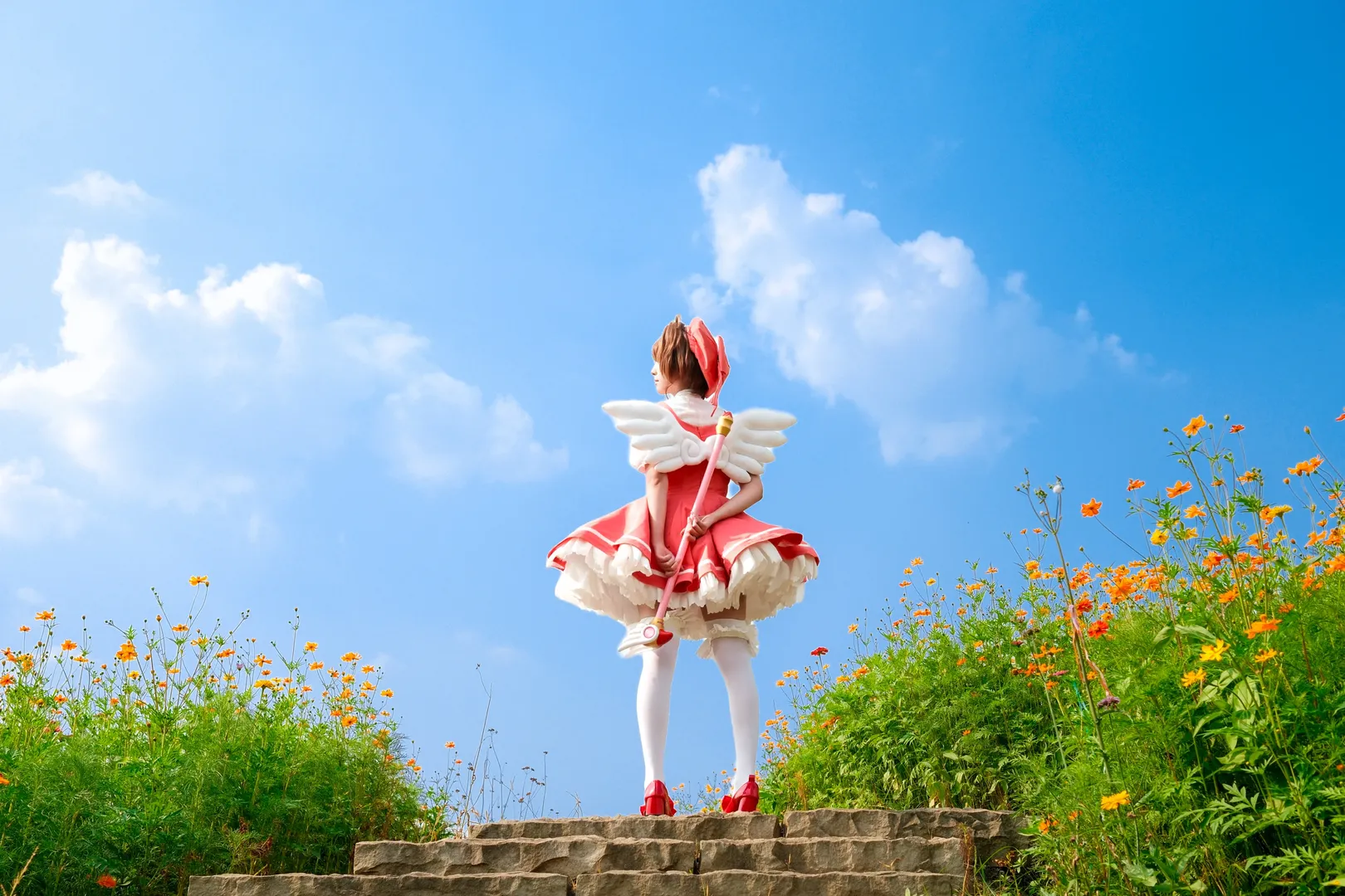 【木之本樱cos】魔卡少女樱 经典红白战斗服 - 第 3 张