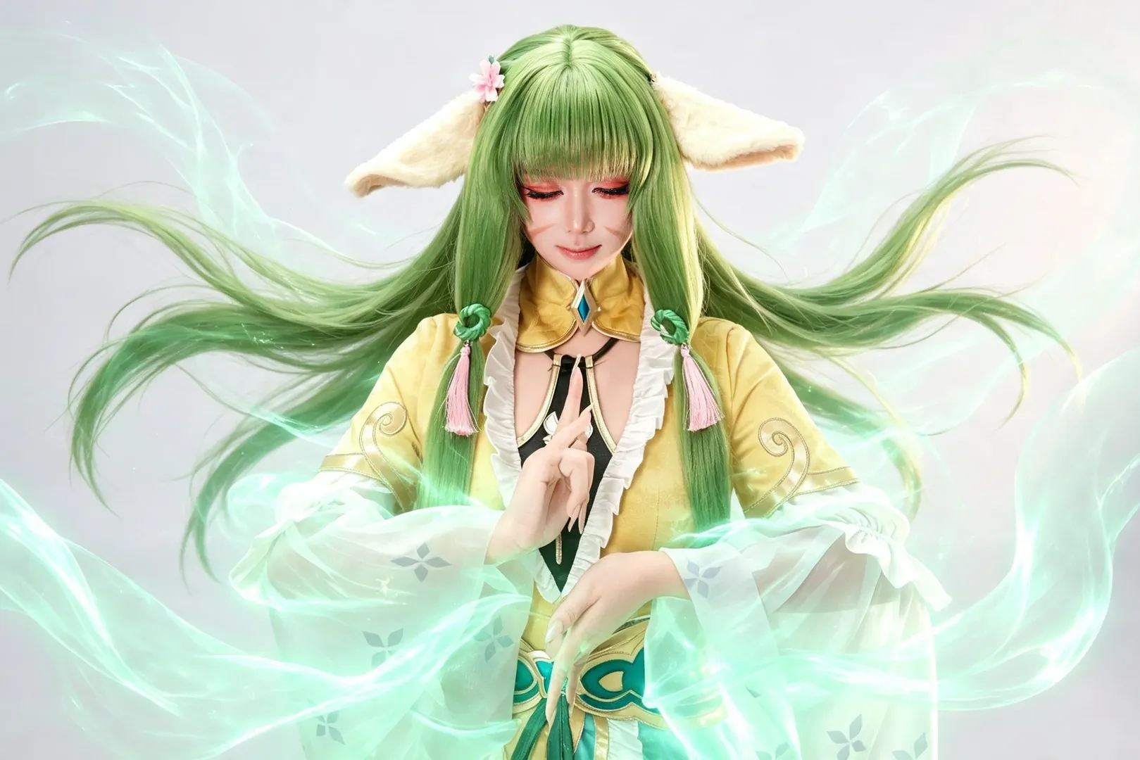 【塗山容容cos】黃衣綠髮與魔法煙霧特效 - 第 3 張