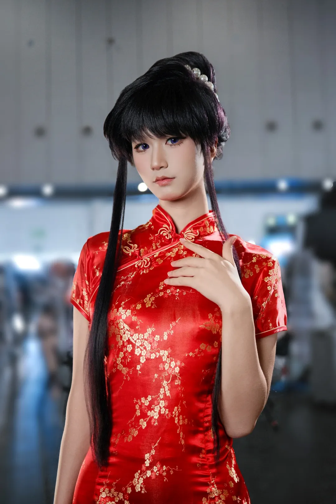 【古见硝子cos】古见同学的红底金花旗袍，那些说不出口的心里话