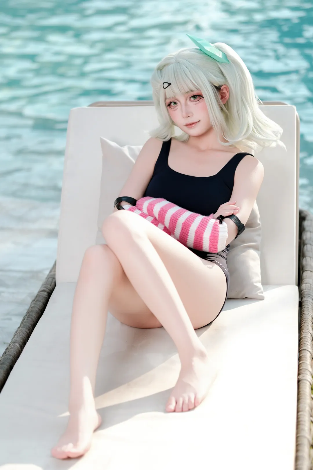 【千夏蕾咪cos】zzz泳池边的夏日清凉拍摄 - 第 1 张