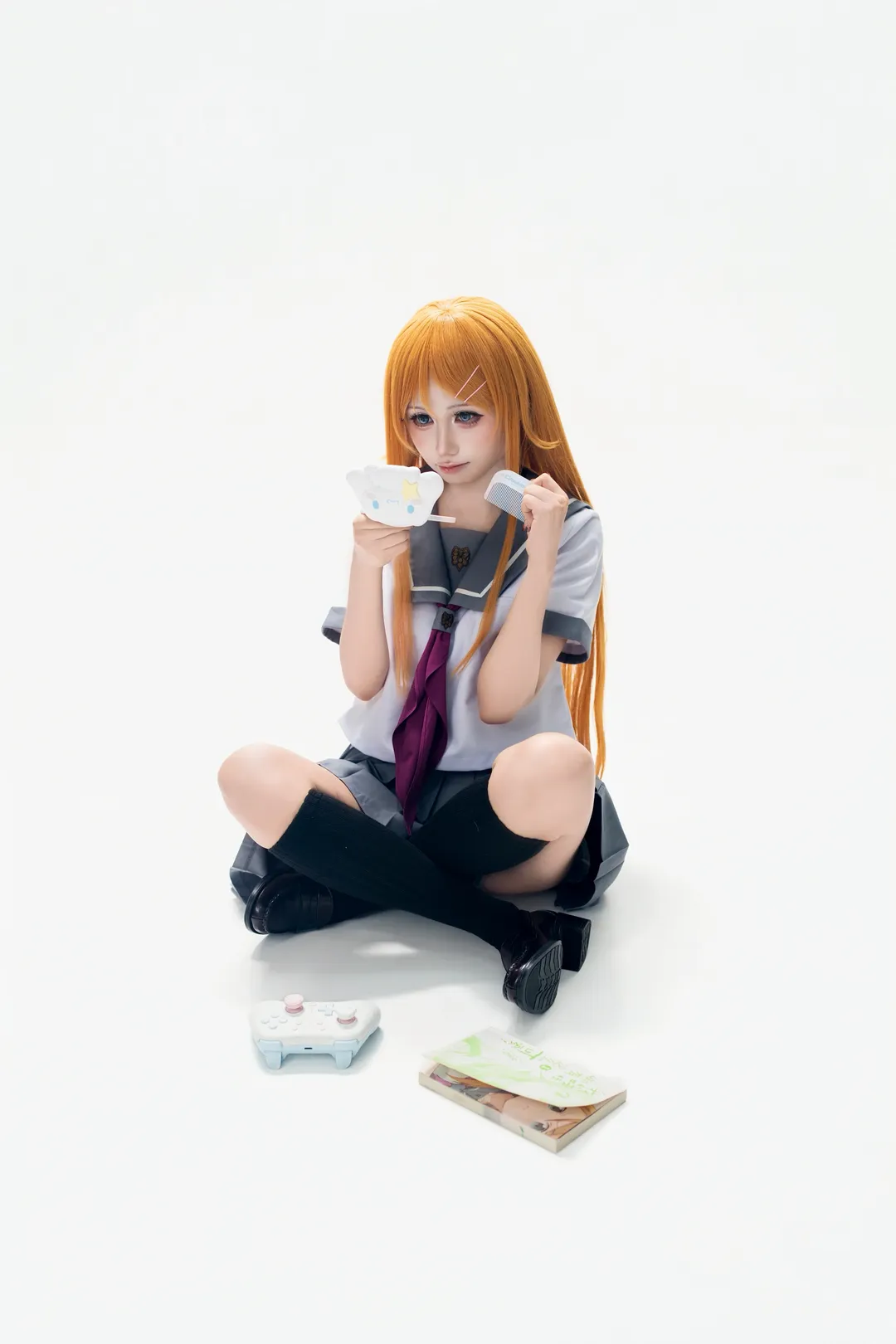 【高坂桐乃cos】水手服與黑絲的棚拍動作分享 - 第 4 張