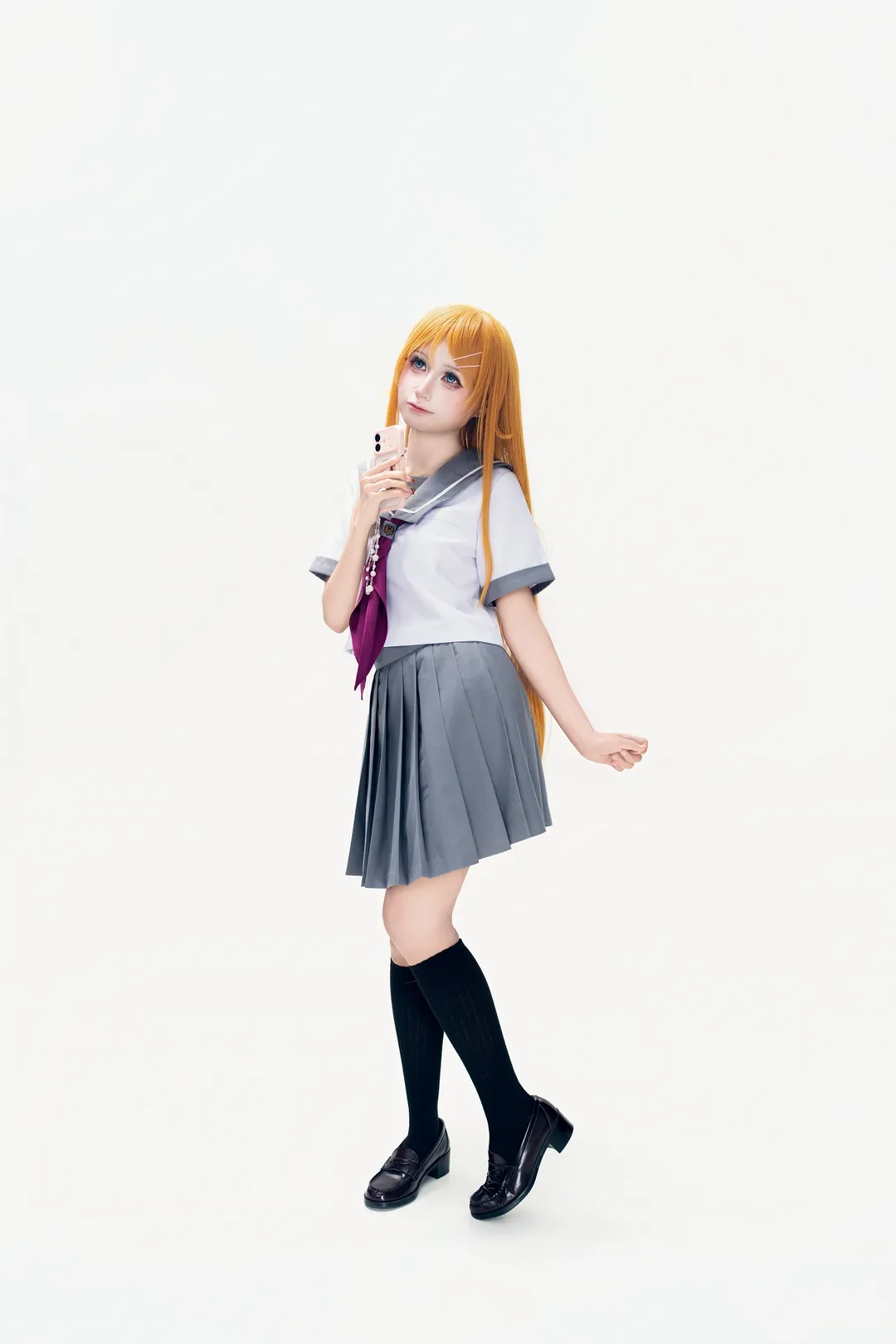 【高坂桐乃cos】水手服與黑絲的棚拍動作分享 - 第 7 張