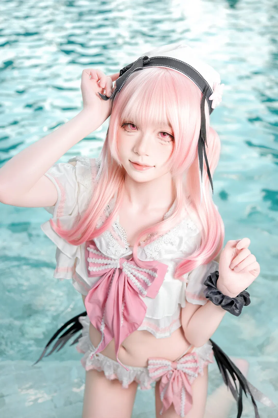 【小春cos】粉色双马尾的夏日泳池之约 - 第 3 张
